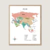 Asia Map Poster full color educational wall art