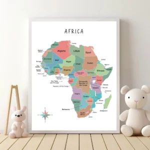 Africa Map Printable for kids geography learning