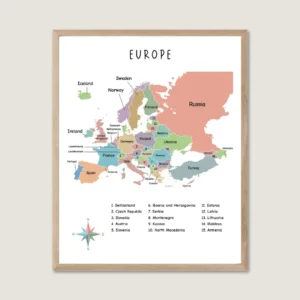 Europe Map Printable minimalist wall art