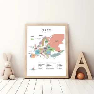 minimalist map of Europe wall art