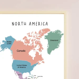 printable North America map for preschool classroom