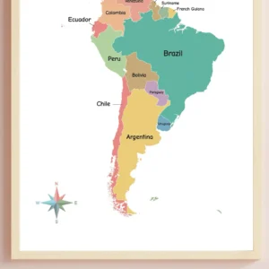 South America map poster for classroom