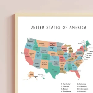 printable USA map for classroom wall