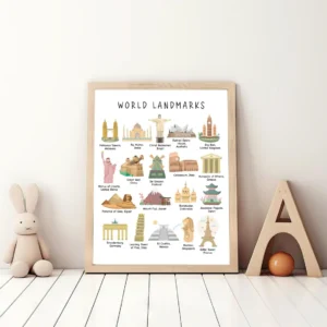 famous world landmarks printable poster
