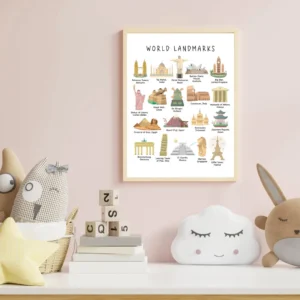 Montessori world landmarks educational decor