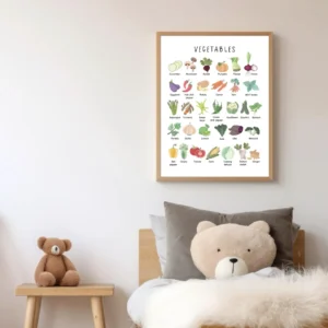 vegetables learning print for homeschool