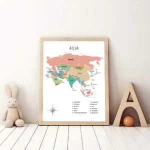 Asia countries printable map digital download