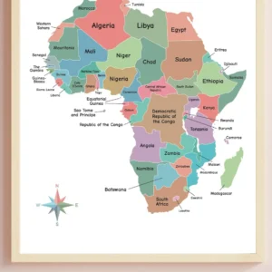 Africa map educational wall decor