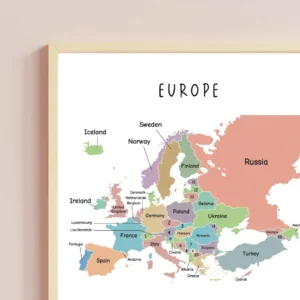 printable Europe map for home decor