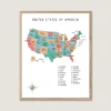 United States Map Print rainbow educational wall art