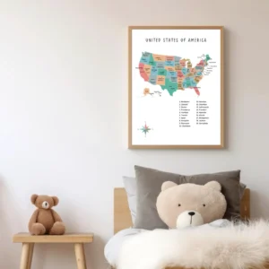 printable United States geography wall art