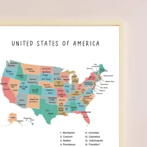 rainbow US map for homeschool learning