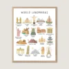 World Landmarks Education Poster for kids