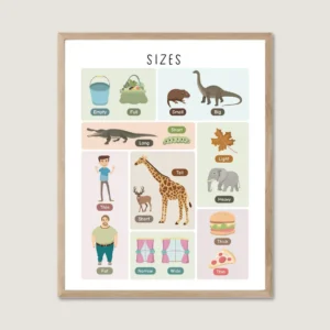 Size Comparison Poster educational learning chart for kids