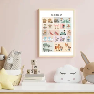 printable prepositions poster for preschool classroom