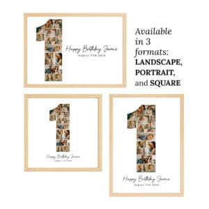 First Birthday Photo Collage, Custom Number 1 Poster (Canva Template) - Image 6