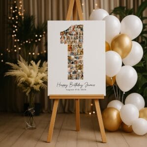 First Birthday Photo Collage, Custom Number 1 Poster (Canva Template) - Image 7