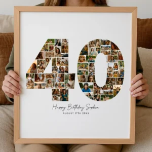 40th Birthday Photo Collage Template, Number 40 Collage, Gift Idea, Personalized 40th Birthday Gift for Her or Him, Birthday Party Decoration - Image 7