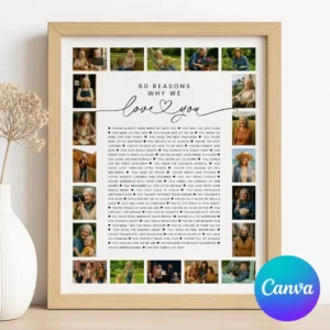 60 Reasons Photo Collage Canva Template