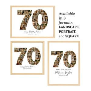 Alternative view of 70th Birthday Photo Collage Template, EDITABLE 70th Birthday Gift Photo Collage, Personalized 70th Birthday Gift for Grandma Grandpa70th Birthday Photo Collage Template