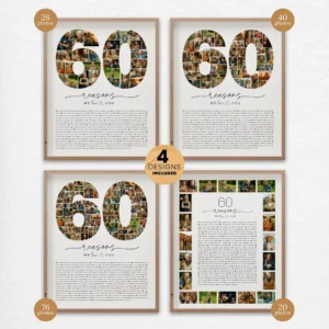 Alternative view of 60 Reasons We Love You Photo Collage, 60 Things We Love About You Canva Template