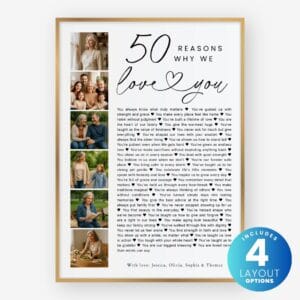 50 Reasons We Love You photo collage Canva template