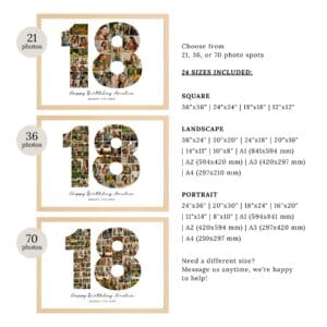 18th Birthday Photo Collage Template, Teen Gift (Canva Editable, Digital Download) - Image 7