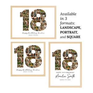 Alternative view of 18th Birthday Photo Collage Template, Teen Gift (Canva Editable, Digital Download)