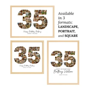 Alternative view of 35th Birthday Photo Collage Template, Personalized 35th Birthday Gift for Her, Women, Number Collage Family Gift, Birthday Gift, Canva