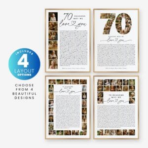 Personalized 70 reasons photo gift