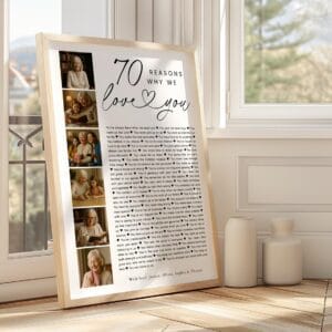 70th birthday photo collage Canva template
