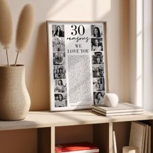 30 Reasons birthday collage printable wall art