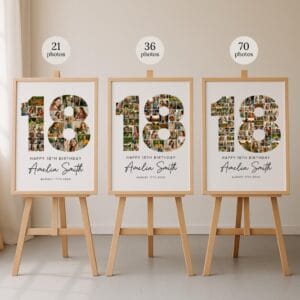 18th Birthday Photo Collage Template, Teen Gift (Canva Editable, Digital Download) - Image 4