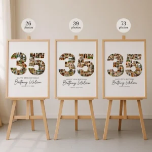 35th Birthday Photo Collage Template, Personalized 35th Birthday Gift for Her, Women, Number Collage Family Gift, Birthday Gift, Canva - Image 6
