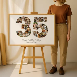 35th Birthday Photo Collage Template, Personalized 35th Birthday Gift for Her, Women, Number Collage Family Gift, Birthday Gift, Canva - Image 7