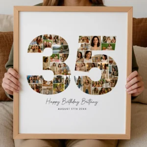 35th Birthday Photo Collage Template, Personalized 35th Birthday Gift for Her, Women, Number Collage Family Gift, Birthday Gift, Canva - Image 8