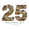 25th Birthday Collage number 25 Canva template