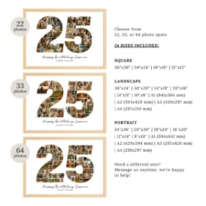 Alternative view of 25th Birthday Photo Collage Gift, Editable Template (Digital Download)