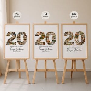 Alternative view of 20th Birthday Photo Collage Template, Number 20 Collage, Personalized 20th Birthday Gift, 20th Collage, Custom Gift for Her, 20th Birthday