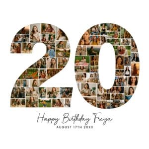 20th Birthday Collage number 20 Canva template