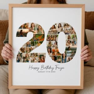20th Birthday Photo Collage Template, Number 20 Collage, Personalized 20th Birthday Gift, 20th Collage, Custom Gift for Her, 20th Birthday - Image 4