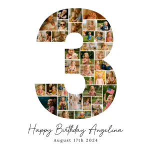 3rd Birthday Collage Number 3 Canva template
