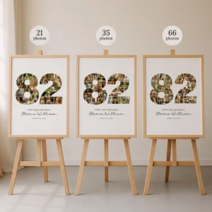 Alternative view of 82nd Birthday Photo Collage Template, Editable Canva Template (Digital Download)