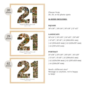 Alternative view of 21st Birthday Photo Collage Template, Personalized Gift for Her (Canva)