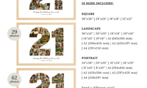 Alternative view of 21st Birthday Photo Collage Template, Personalized Gift for Her (Canva)