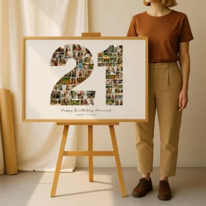 21st Birthday Photo Collage Template, Personalized Gift for Her (Canva) - Image 3