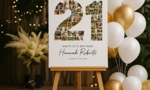 21st Birthday Photo Collage Template, Personalized Gift for Her (Canva) - Image 6