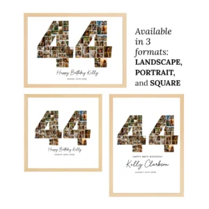 Alternative view of 44th Birthday Photo Collage Template, Canva Number Design (Digital Download)