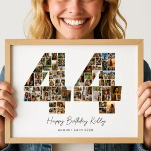 44th Birthday Photo Collage Template, Canva Number Design (Digital Download) - Image 4