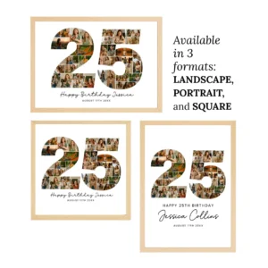 25th Birthday Photo Collage Gift, Editable Template (Digital Download) - Image 3